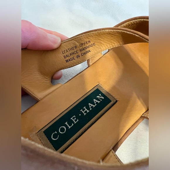 Women’s Cole Haan Criss Cross Tan Leather Suede Sandals size 9M - Picture 7 of 11